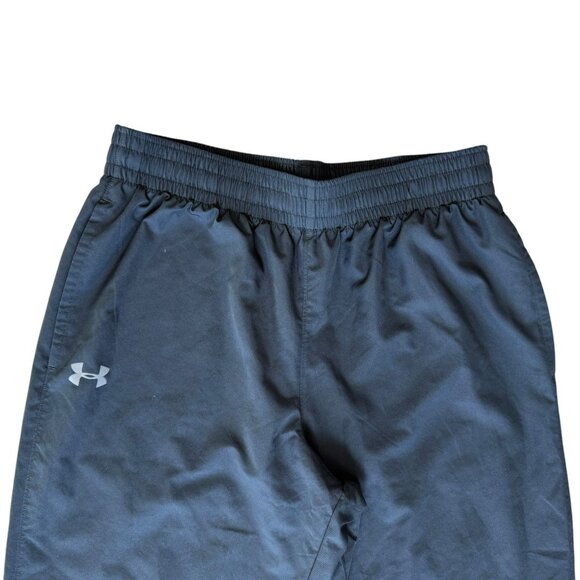 Under Armour Warm Up Pants Mens Large Mesh Lined Woven Straight Leg Black - Picture 3 of 8
